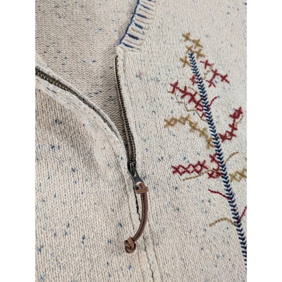 VTG Teddi Knit Sweater Vest Granny Cottage Core Fall Leaf Artsy Embroider Nature - Picture 8 of 11